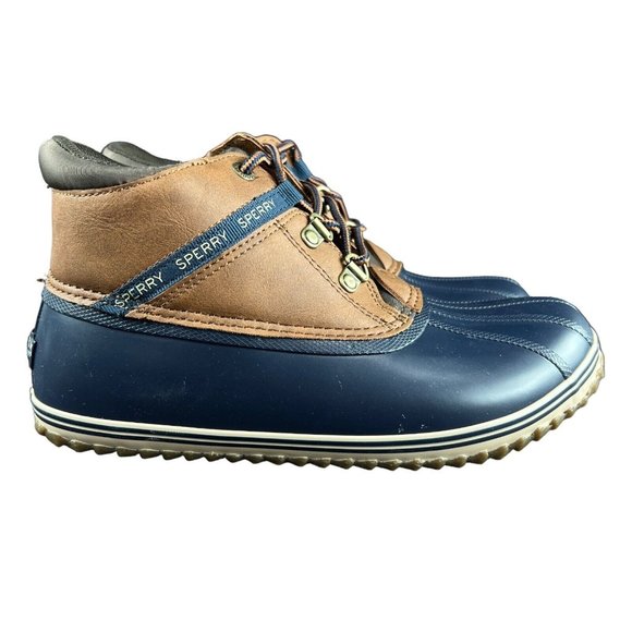Sperry Top-Sider Bowline Navy Tan Rain Boots Youth Boy's Size 5 M - Picture 1 of 10